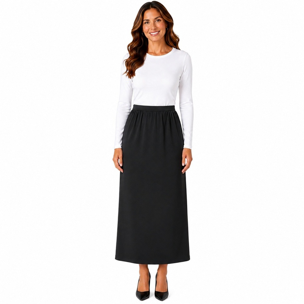 Pendleton Maxi Skirt Womens 14 Black Pure Virgin Wool Column Back Slit Vintage